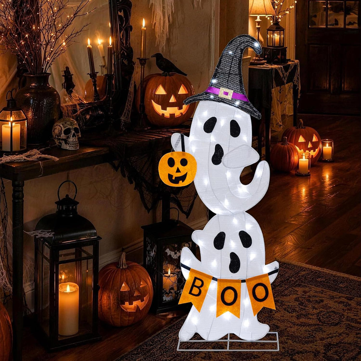 36" Lighted Halloween Ghost Decorations with 35 LED