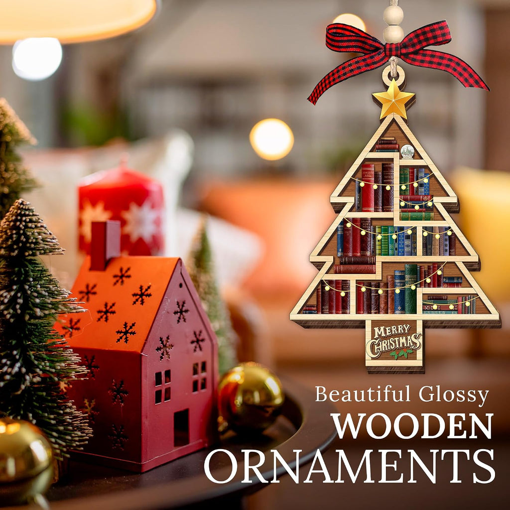 HEXMOZ Book Lover Christmas Ornaments 2026 - Book Lovers Gifts for Women | Book Ornaments for Christmas Tree - Gift Ideas for Book Lovers, Readers, Bookworms, Book Club, Bookish, Readers, Librarians