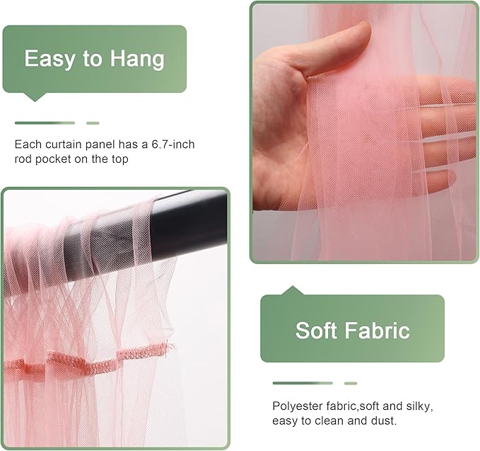 Tulle Backdrop Curtain with Lights String 10FT X 10FT Peach Sheer Tulle Backdrop Curtains for Wedding Birthday Party Reception Photo Booth Background Decorations (2 Panels 5x10FT)