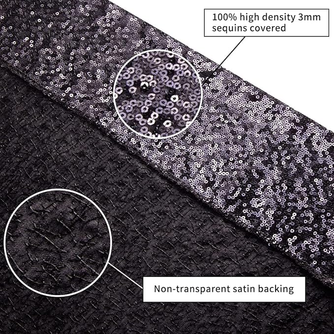 Poise3EHome 5Ft x 7Ft Black Sequin Backdrop, Glitter Thick Sequin Background Drapes Sequence Xmas Thanksgiving Backdrop for Wedding Party Holiday Festival Decor