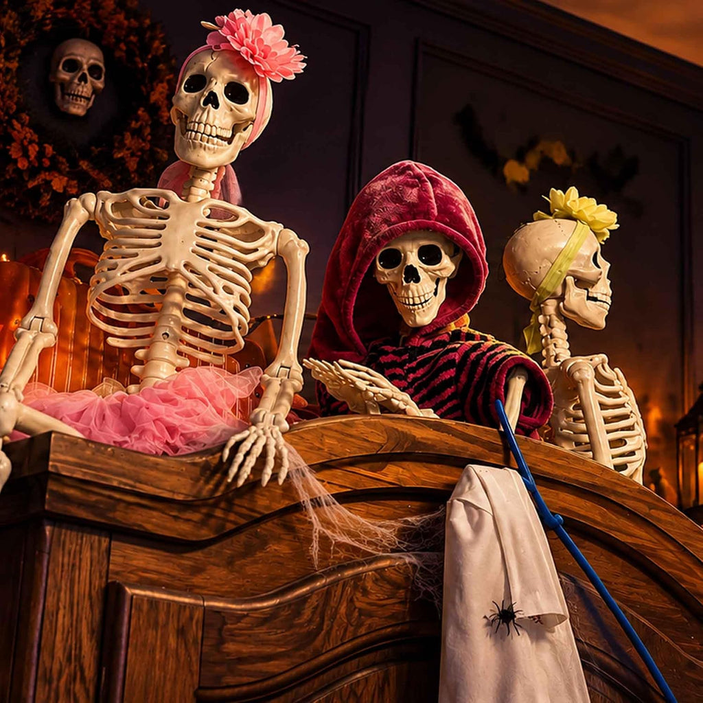 36"halloween skeleton - 3 ft life size human, front angle view