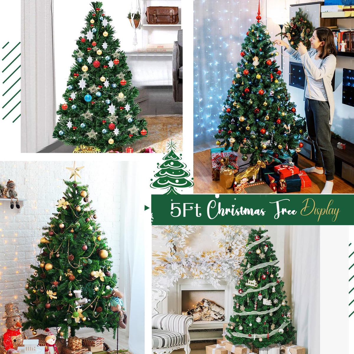 5ft green artificial christmas tree,arbol de navidad small, package contents