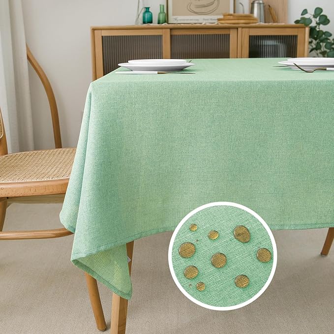 NLMUVW Light Green Linen Tablecloth Rectangle, Sage Table Cloth Farmhouse Textured Table Cover for Kitchen Dining Coffee, 54 X 78 Inch