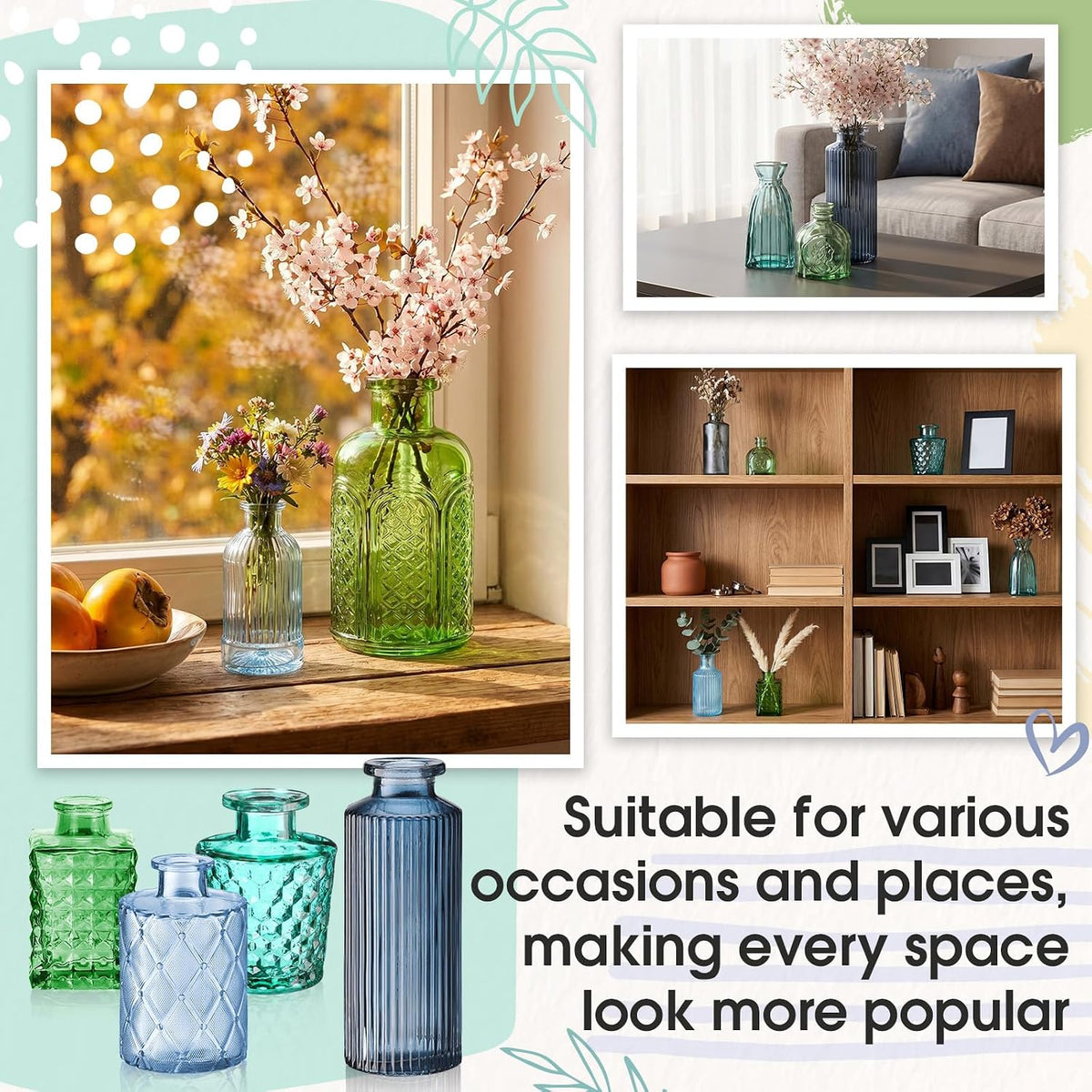 yaomiao 30 pcs glass bud vases centerpieces, blue, package contents