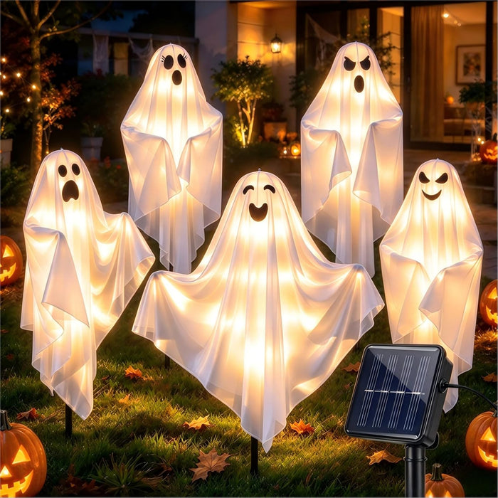 5 Pack Halloween Decorations Outdoor - Solar Ghost Light for Yard Decor