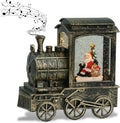 Music Snow Globe Train Lantern with Music and Timer, Battery Operated and USB Cable Santa Lighted Snow Globe Spinning Water Glitter (Bronze, USB Included)