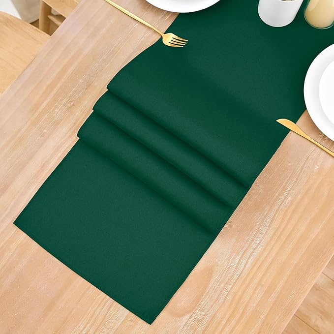 2 Pack Green Small Short Table Runner 12 x 36 Inch Solid Color Runners Coffee Table Dresser for Daily Party Home Decoration