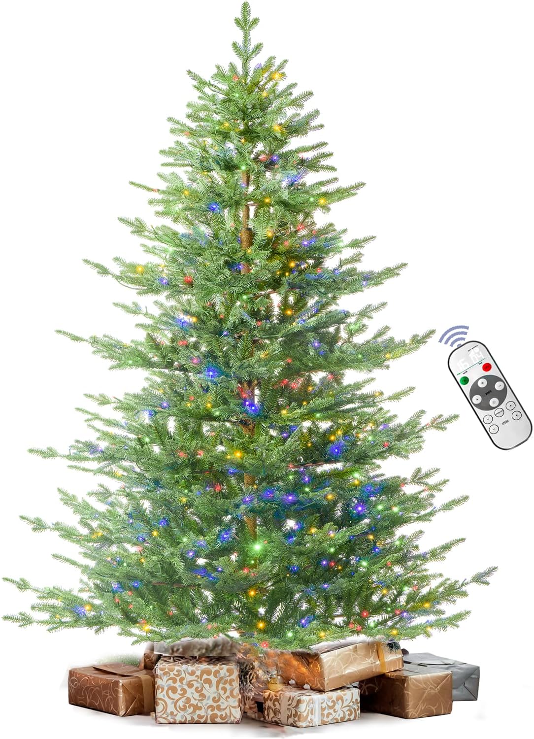 7ft pre-lit christmas tree fir with remote control on a desk or shelf