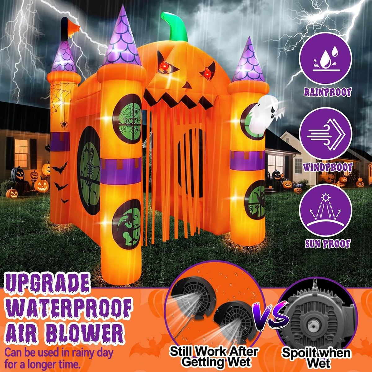Kalolary 12FT Halloween Inflatables Archway Giant Pumpkin Arch Inflatable