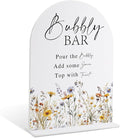 Wedding Signs for Ceremony and Reception, Boho Floral Acrylic Bubbly Bar Sign, Wedding Signage with Stand, Bridal Shower Table Centerpieces, Supplies for Engagement Reception and Event Party, 23