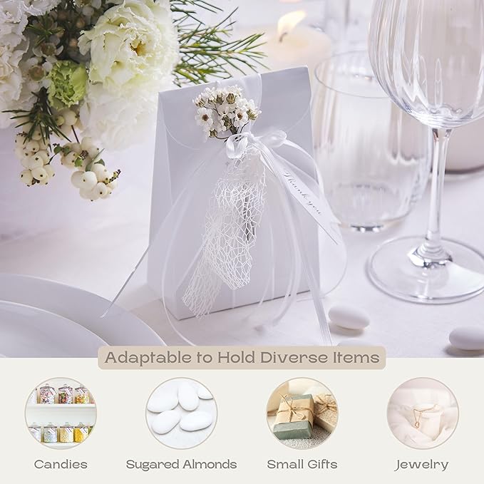 Boxes Craftory Pack of 20 Party Favor Boxes (3.54 x 1.77 x 5.11 inch) - Ideal for Wedding, Baby Shower and Bridal Shower - White