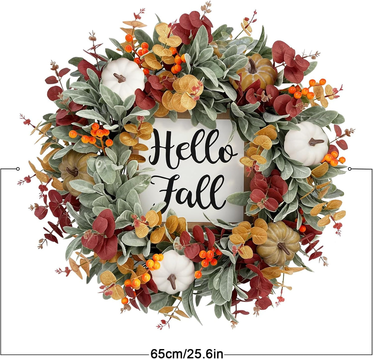 26 inch large fall wreaths for front door showing dimensions
