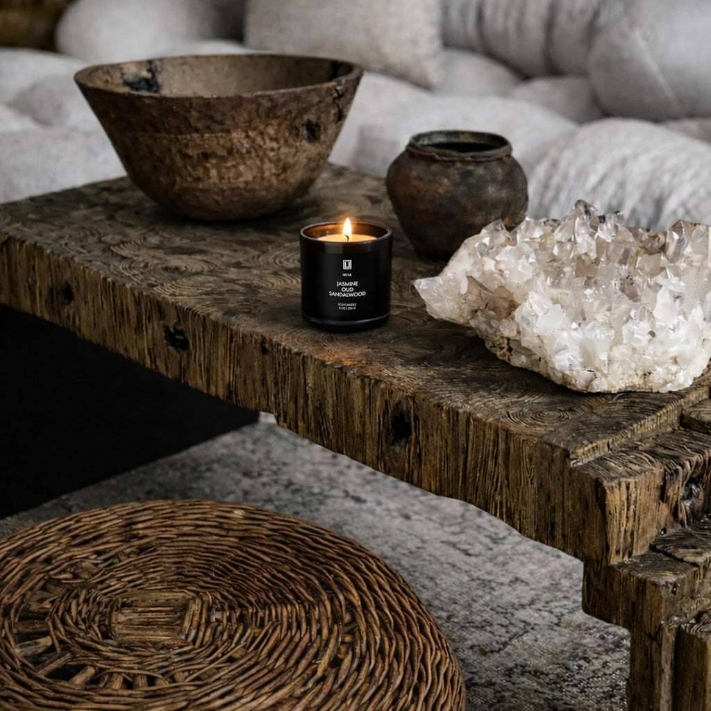Lulu Candles | Jasmine, Oud & Sandalwood | Luxury Scented Soy Jar Candle | Hand Poured in The USA | Highly Scented & Long Lasting (9 Oz.)