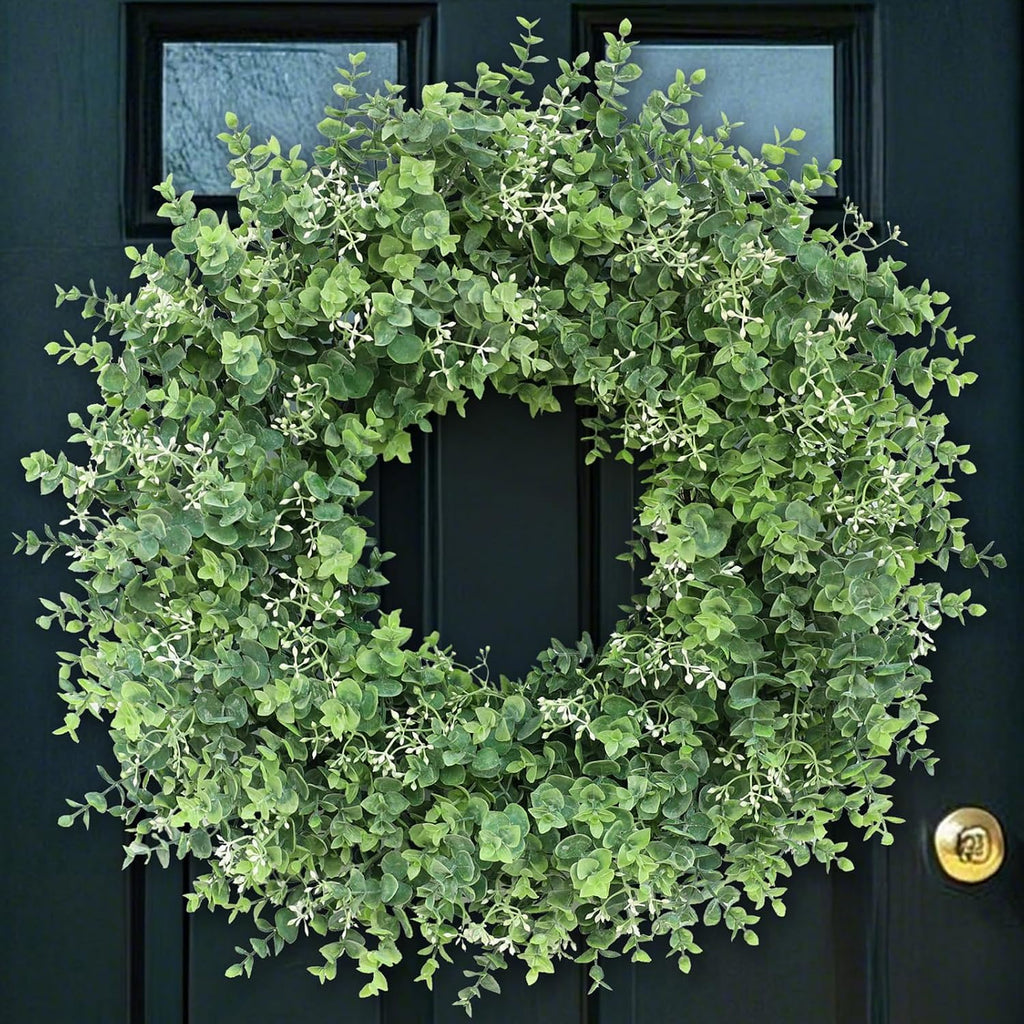 26'' artificial eucalyptus wreath with seeds for front, main product view