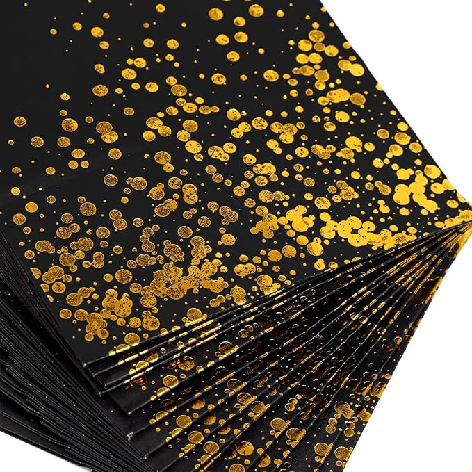 Cooraby 30 Pieces Bronzing Gold Black Paper Kraft Polka Dot Party Bags With Handle for Party Favors and Hen Parties