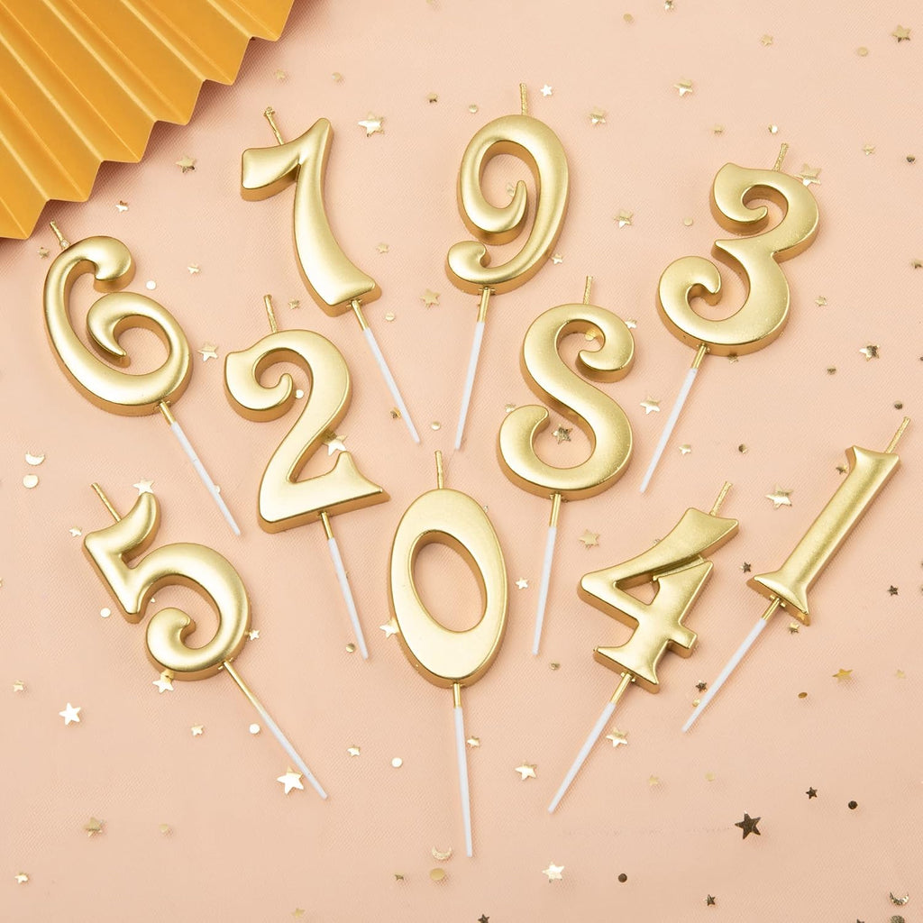 PHD CAKE 10-Count 0-9 Gold Number Birthday Candles, Number One Birthday, Gold Number Candles, Party Celebration, Baby Showers