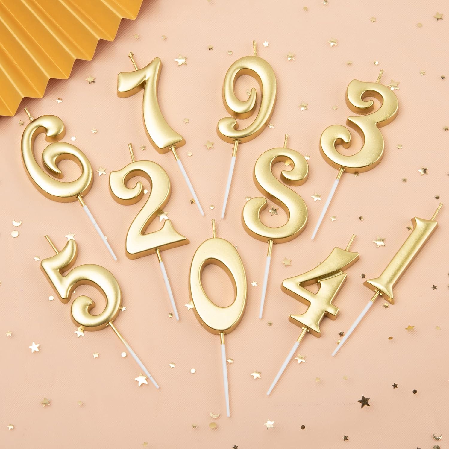 PHD CAKE 10-Count 0-9 Gold Number Birthday Candles, Number One Birthday, Gold Number Candles, Party Celebration, Baby Showers