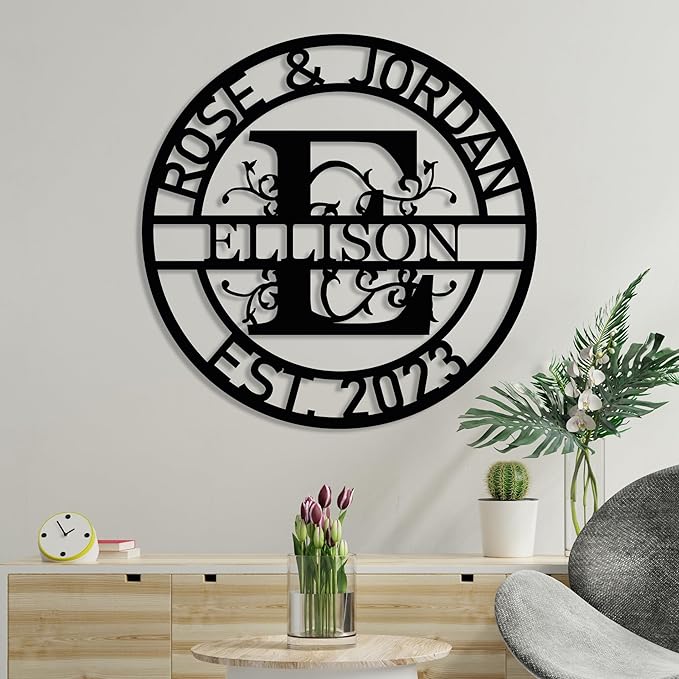 Personalized Metal Name Signs, Split Letter Monogram Wall Decor, Custom Last Name Sign, Family Name Sign for Outdoor, Personalized Wedding Gift, Garden Decor, Metal Wall Art, Housewarming Gift