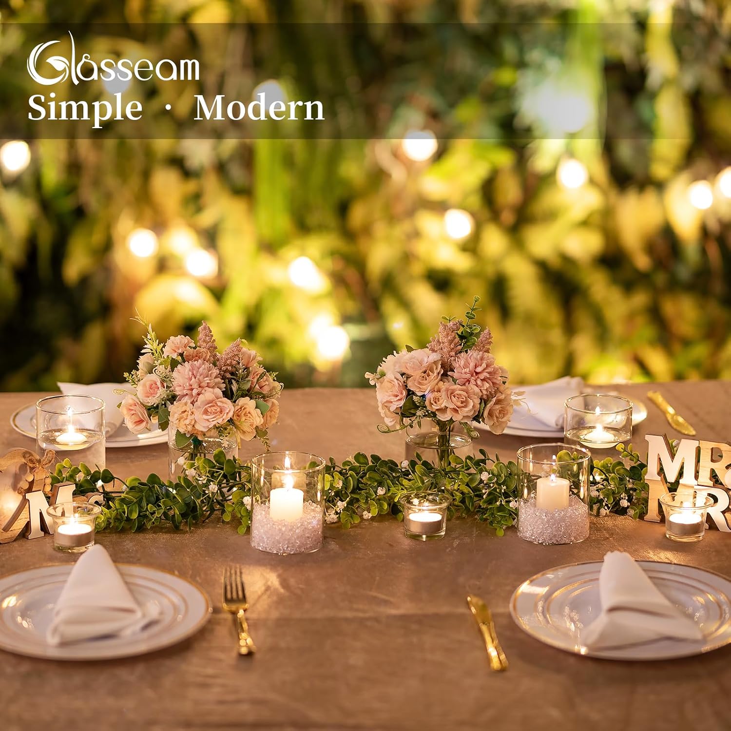 Glasseam Hurricane Glass Candle Holder Set of 6, Cylinder Clear Candle Holders for Pillar Candles, Modern Cylinder Vases for Floating Candles, Vases for Centerpiece Wedding Table Decorations, 4inch