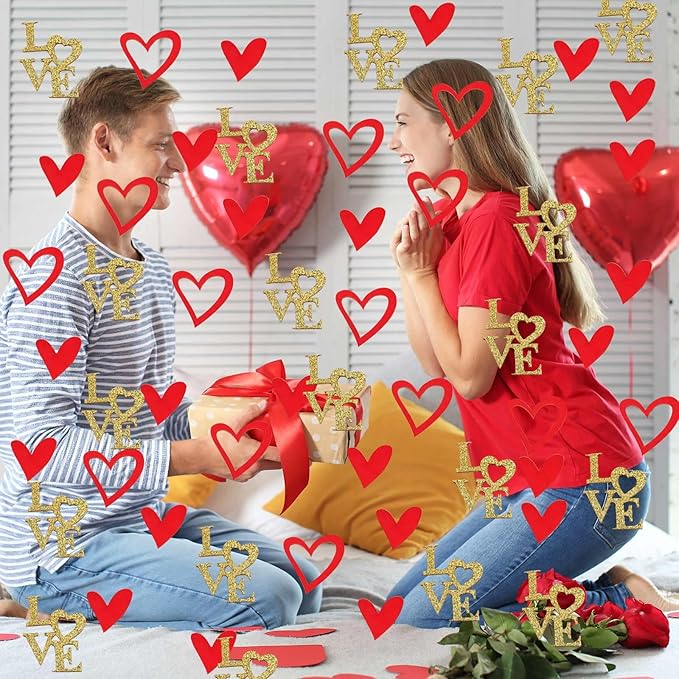 200 Pcs Red Heart Paper Confetti Love Confetti for Valentine's Day Wedding Baby Shower Birthday Party Table Decoration Supplies