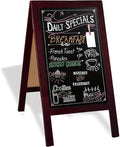 Ilyapa Wooden A-Frame Sign with Eraser & Chalk - 40 x 20 Inches Magnetic Sidewalk Chalkboard – Stained Wood Menu for Restaurant, Business or Wedding