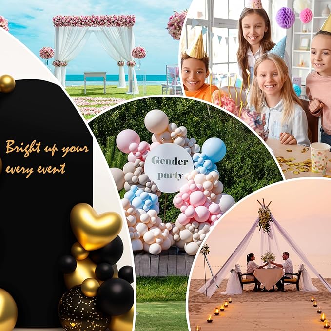 LEBENGURU Upgraded 7.2FT Wedding Arch Cover, Black Spandex Fitted Arch Backdrop Cover, Round Top Chiara Stand Covers for Birthday Party Baby Shower Banquet Balloon Décor