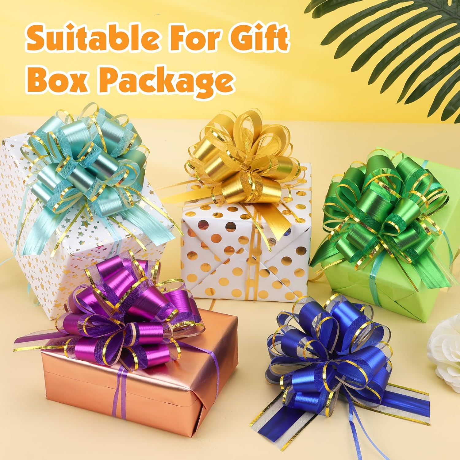 24 Pcs Pull Bows for Gift Baskets, 12 Color 6 Inch Large Gift Bows for Wrapping, Organza Phnom Penh Gift Wrap Bows for Presents&Crafts, Pull Ribbon Gift Bows for Wedding,Party,Christmas,Thanksgiving.