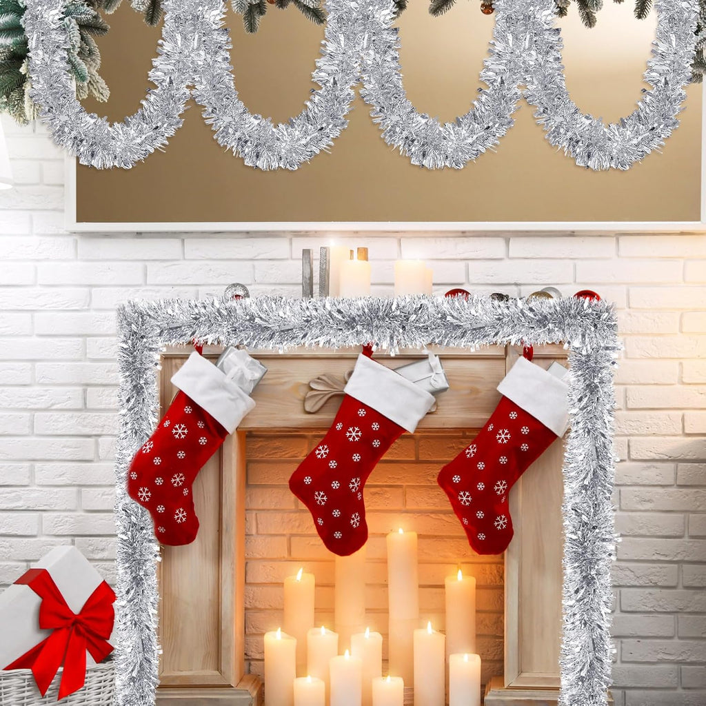 ceenna 150 feet christmas tinsel garland metallic twist, package contents