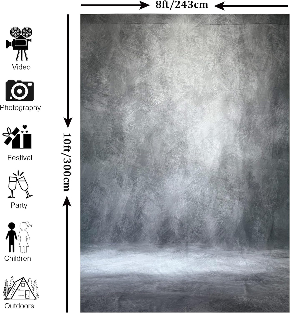 Abstract Photography Backdrop for Photoshoot 8x10ft,Grey,No Stand