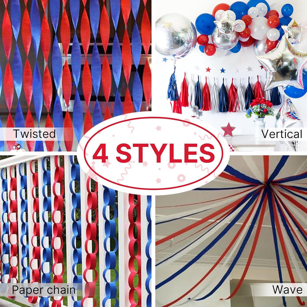 PartyWoo Crepe Paper Streamers 10 Rolls 820ft, Pack of Matte Red Party Streamers, Crepe Paper for Birthday Party Decorations, Wedding Decorations, Baby Shower Decorations (1.8 in x 82 Ft/Roll)