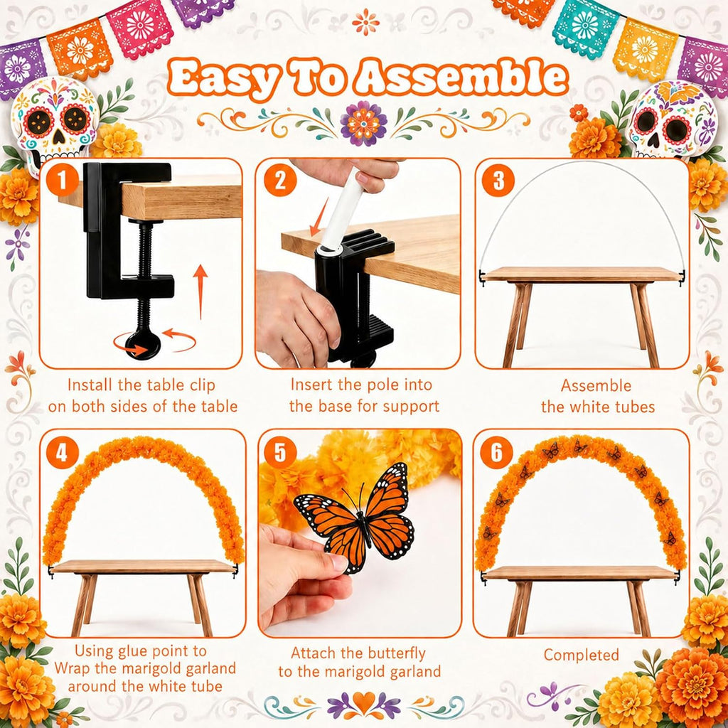 marigold table arch kit for day of the, side view