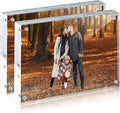 JOHOUSE 2 Pack 8 x 10 Acrylic Picture Frames, Double Sided Magnetic Photo Certificate Frames Self Standing Frameless Transparent for Desktop Display