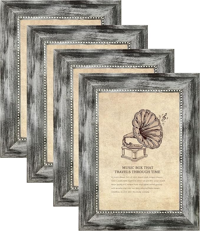 8x10 Picture Frames Set of 4 Vintage Photo Frame, Rustic Retro Photo Frame with Real Glass,Decorative Art Wall Mount and Tabletop Display Family Friends Wedding Gift