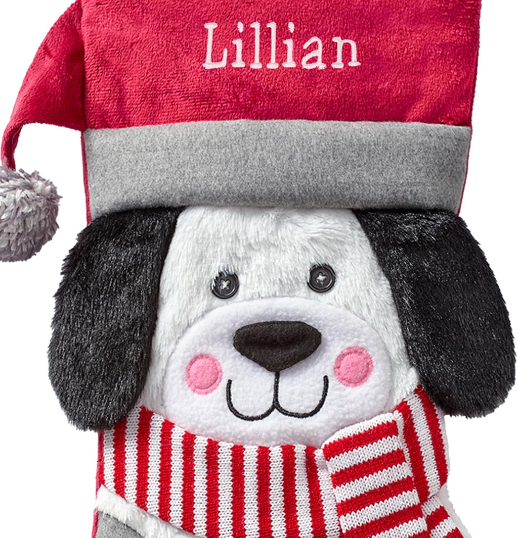Let's Make Memories Personalized Christmas Stocking - Stockings for Family - Embroidered Name - Custom Christmas Decor - 8”x19” - Plush Friends - Dog
