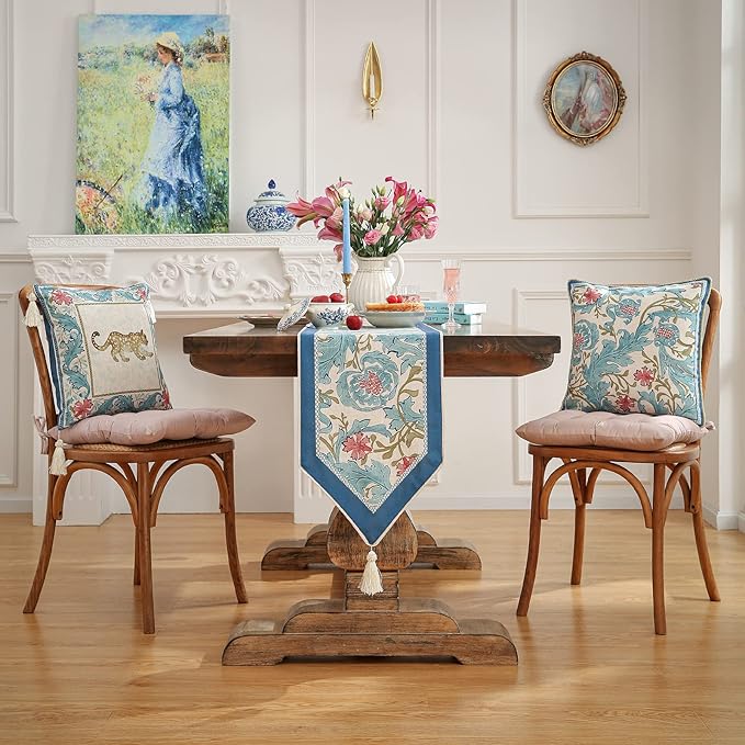 patdrea Linen Leopard Animal Table Runner Farmhouse for Home Kitchen Dining Decor Parties Family Dinners Christmas,12 x 102
