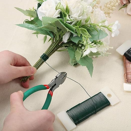 6 Rolls 112 Yards Floral Flexible Paddle Wire Floral Bind Wire for Crafts, Christmas Garland and Flower Arrangements DIY Craft, Christmas Holiday Decoration(Green)