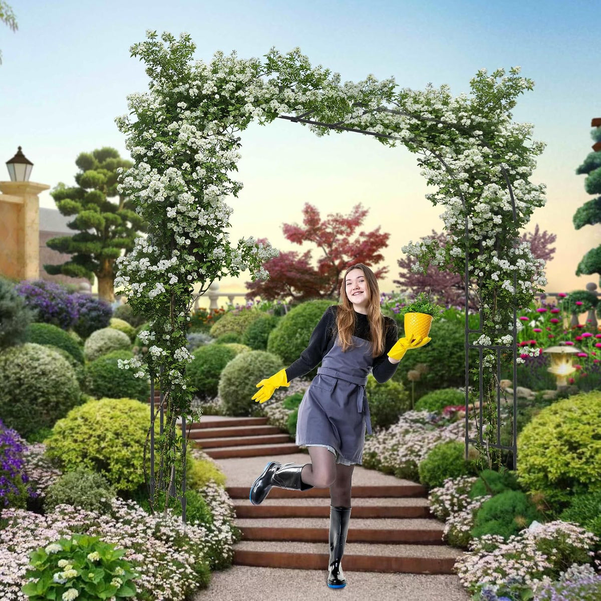 BUKLIYN Garden Arch Trellis - Garden Arch Size: 92.5in(L) * 105in(H)
