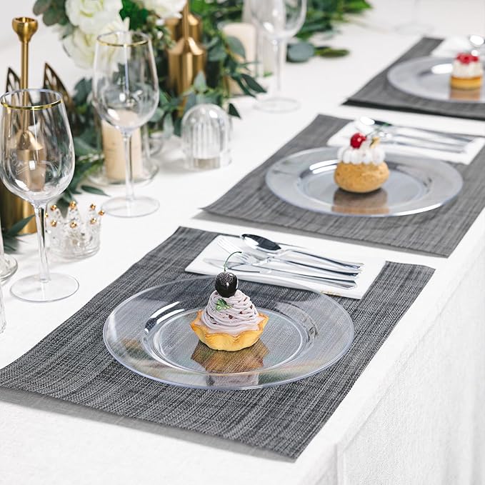 N9R 100PCS Clear Plastic Plates, 10.25 inch Clear Disposable Dinner Plate, Heavy Duty Plates for Party, Wedding, Birthday and Events