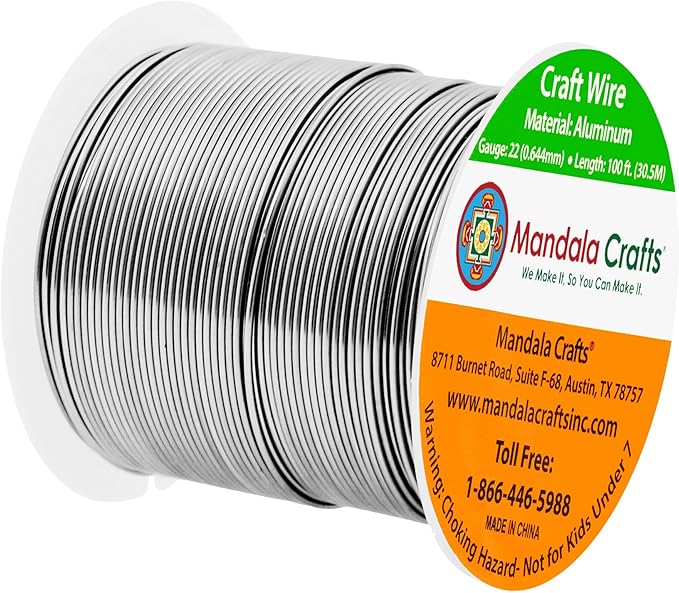 Mandala Crafts 22 Gauge Anodized Aluminum Craft Wire for Jewelry Making - 100 FT Colored Flexible Gray Wire - Bendable for Bonsai Armature Crafting Sculpting