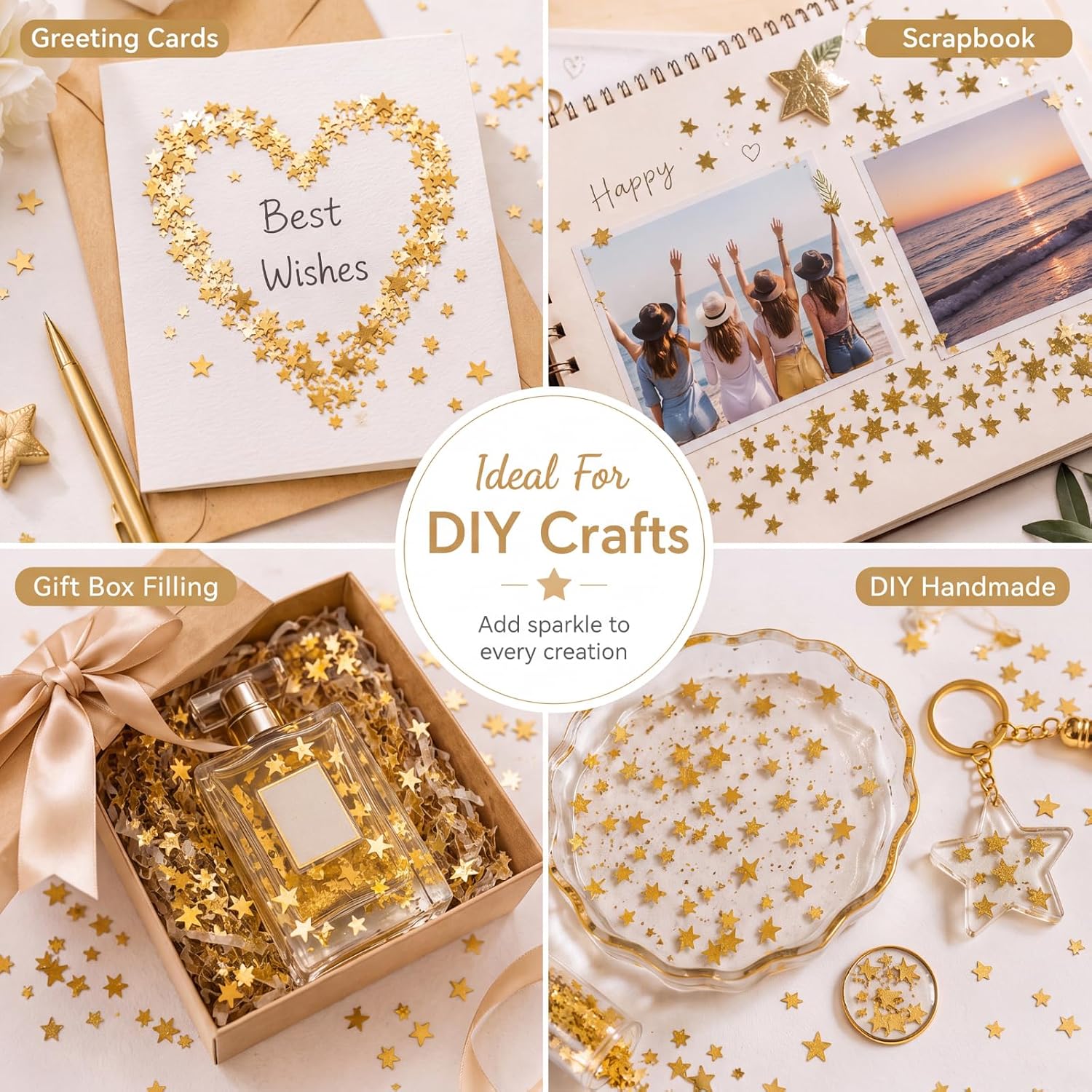 eBoot Gold Star Confetti for Party Wedding Birthday Table Scatter | Metallic Foil Sequins, Gold Shimmer Stars, Table Confetti Scatter, Birthday Bridal Shower Decoration