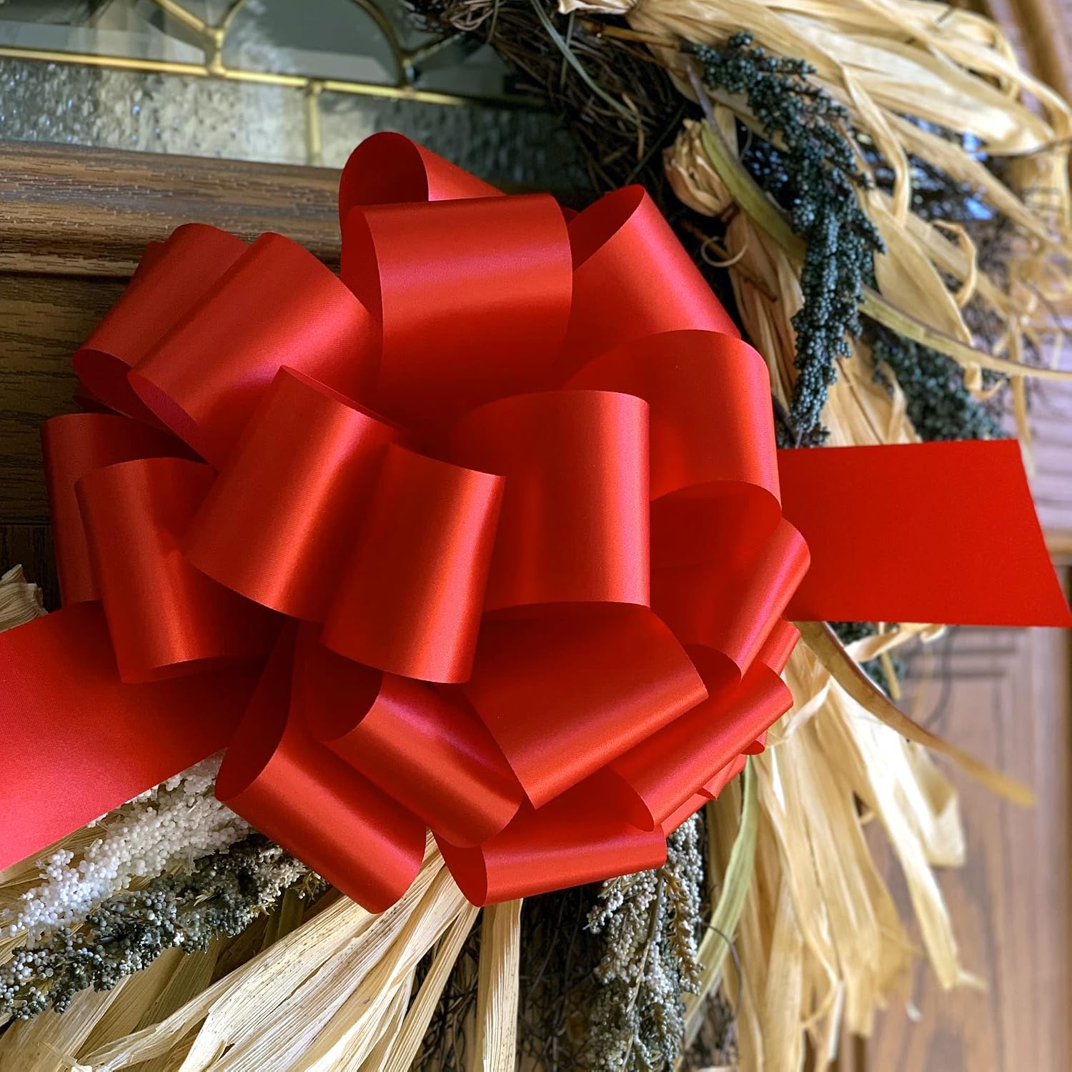 Large Red Ribbon Pull Bows - 9" Wide, Set of 6, 4th of July, America 250 Anniversary, Wreath, Fundraiser, Gift Basket, USA Patriotic, Team Colors, Birthday, School Graduation, Labor Day, Veterans Day