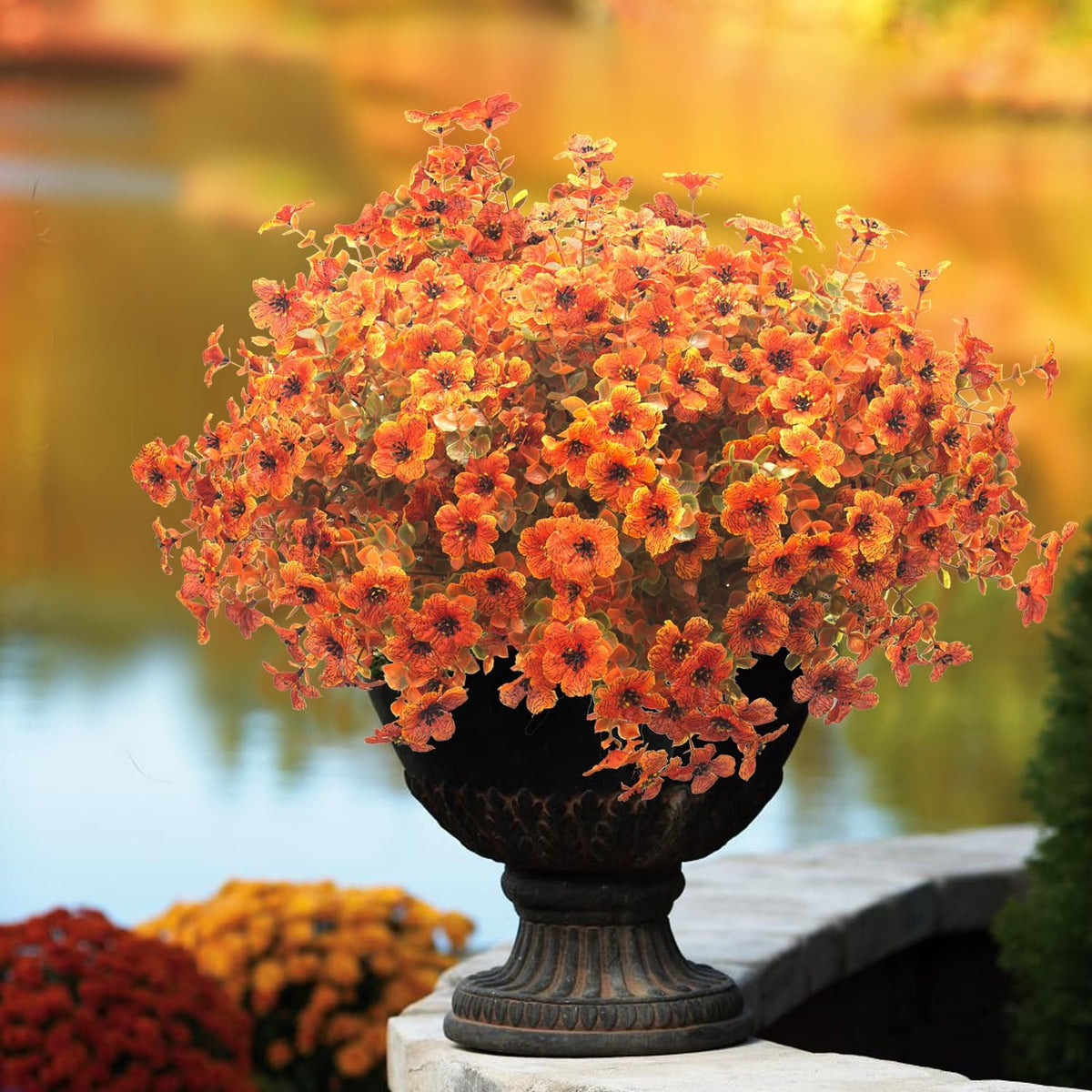grunyia 16 bundles artificial fall flowers for outdoors, close-up detail