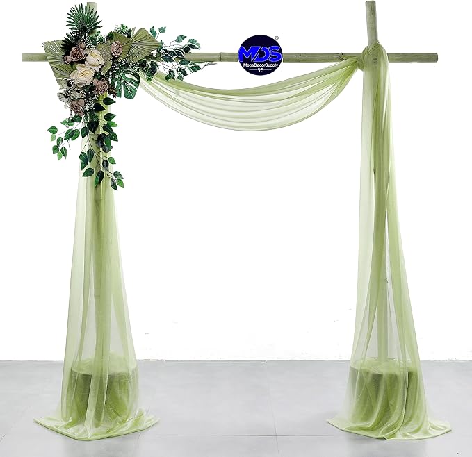 MDS Halloween Chiffon Draping Fabric - 1 Panel, 30" Wide x 30ft Long - Sheer Spooky Arbor & Canopy Drapery for Haunted House Backdrops, Party Ceilings, DIY Costumes & Themed Events - Sage Green