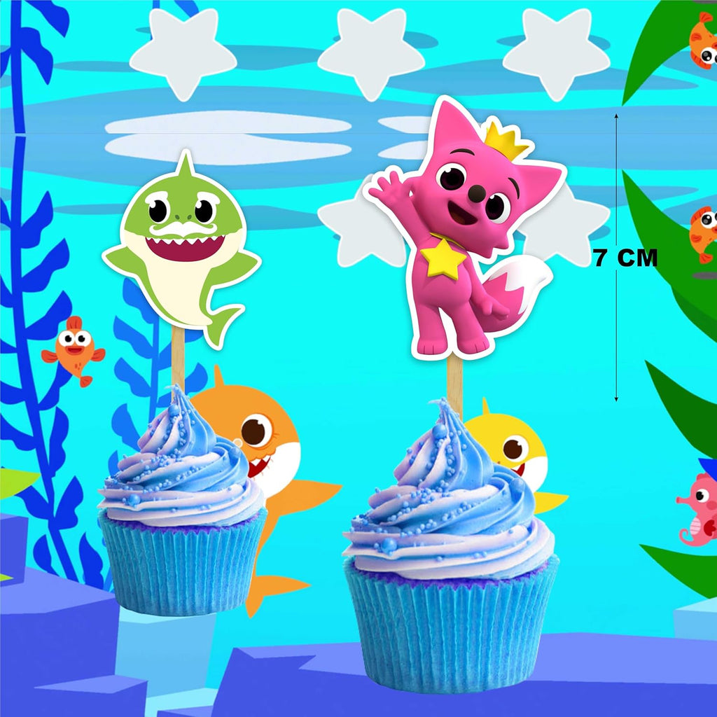"Bby Shrk Cupcake Toppers – Cute Party Decorations for Bby Shrk-Themed Birthdays – Fun & Colorful Cake Toppers for Birthday Parties – Multicolor Set of 24"