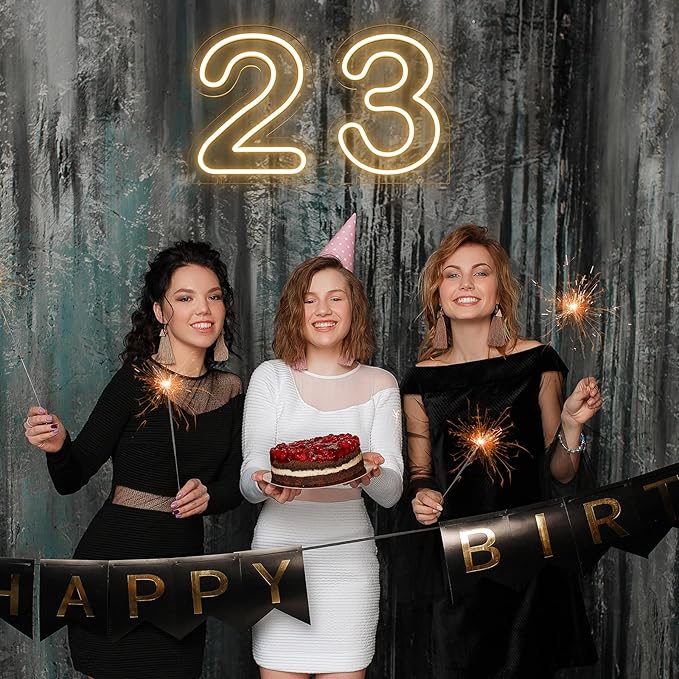 Number 2 LED Neon Sign Backdrop Birthday Party Decoration, 11.3" Height Warm White Marquee Number Two Light Up Sign for Wedding Anniversary Window Wall Table, Indoor Battery Operated or USB