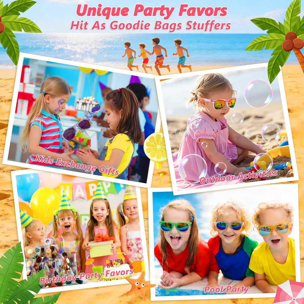 Kids Sunglasses Bulk Party Favors - 24Packs Boys Girls Sunglasses for Kids Age 3-8, Neon Sunglass with UV400 Protection, Goodie Bags Stuffers for Kid Birthday Party Supplies, End of Year Student Gifts