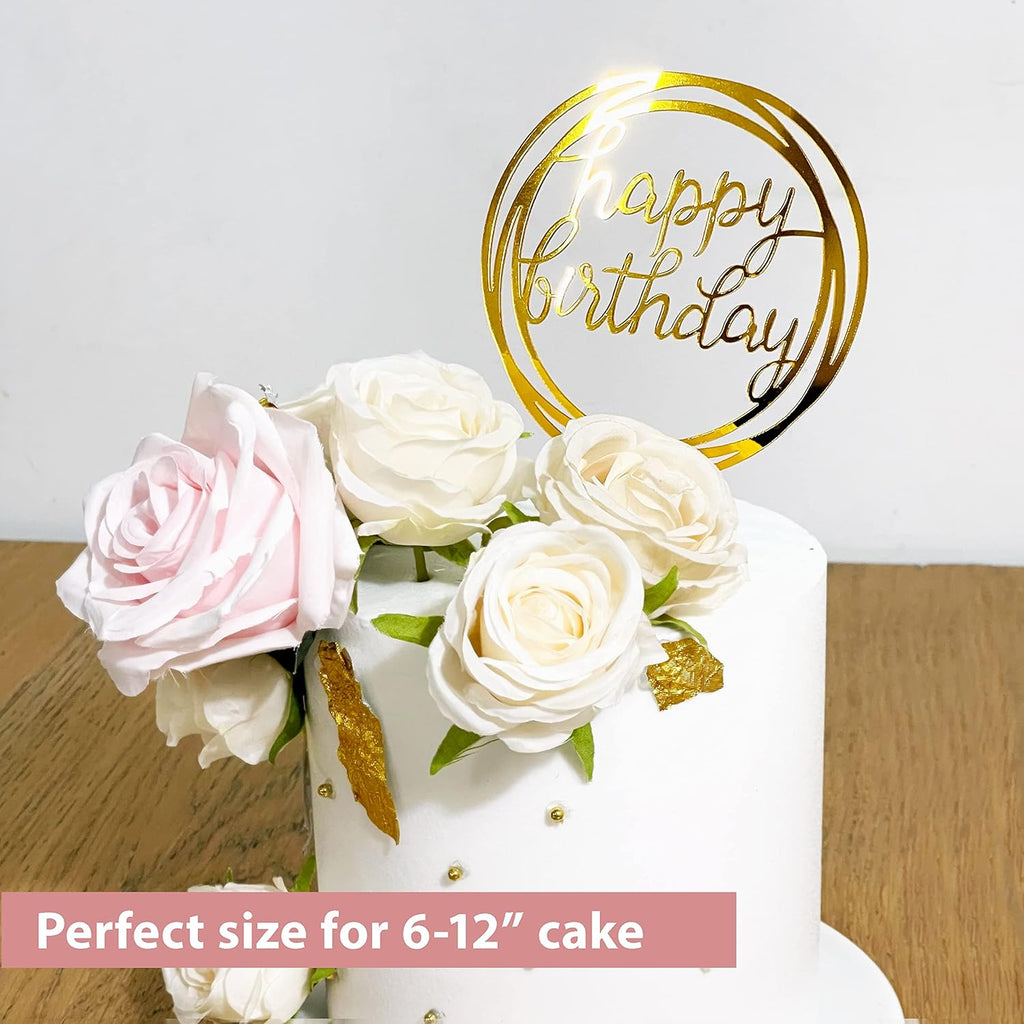 6-Pack Gold Cake Topper Set, Double-Sided Glitter, Acrylic Happy Birthday Cupcake Toppers, Birthday Decorations for Children or Adults.