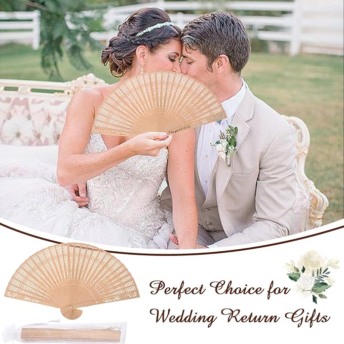 1Pcs Personalized Folding Hand Fans Custom Engraved Summer Wedding Fans,Personalized Wooden Fans Party Favor Bridal Shower Gifts for Guests