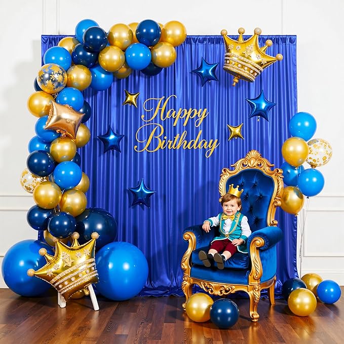 gogoparti 20x10FT Sapphire Blue Sequin Backdrop Curtain - 4 Panels of 5x10FT Wrinkle-Free Glitter Drapes for Photography, Birthdays, Weddings & Graduations