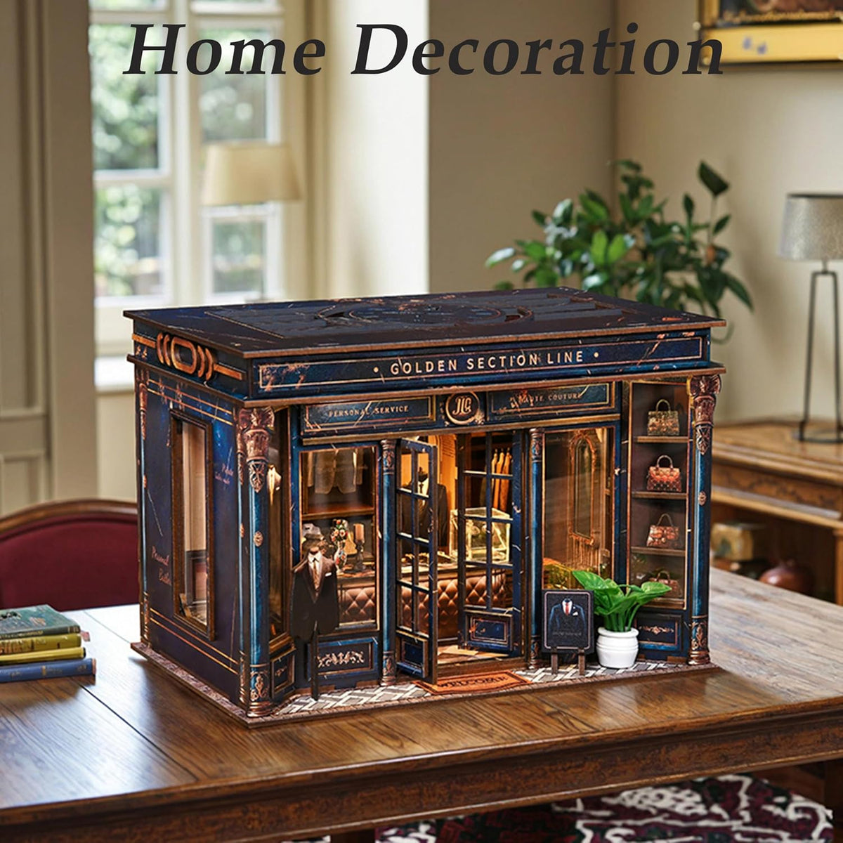 ISSEVE Book Nook Kit, Miniature Dollhouse Booknook Kit Bookshelf Decoration